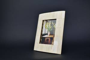 Handmade Vintage Bone and Teak Wood <b>Picture</b> <b>Frame</b> Mosaic | Retro Antique Bramante Bohemian Coastal | Cabin Western Gallery Wall - Product Image 6