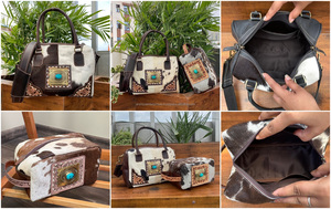 Conjunto combinado de 2 piezas a la moda 2025, bolsa de viaje para equipaje, bolsa de viaje de cuero de vaca genuino y bolsa de aseo combinada para hombres y mujeres - Product Image 3