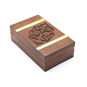 Elegante Caja Decorativa de Madera y Metal Tallada a Mano para Joyas y Recuerdos, con Tapa con Bisagras, para Decoración del Hogar, Regalo de Boda - Product Image 1