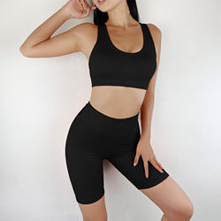 Conjunto Deportivo para Mujer, Transpirable, de Cintura Alta, con Logotipo Frontal sin Costuras, 7 Colores, Top, Sujetador Deportivo, Leggings, Ropa Deportiva, Conjunto de Yoga - Product Image 2