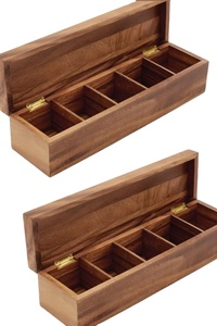 Hộp Đựng Trà Bằng Gỗ Hộp Sắp Xếp Đựng Trà 4 Ngăn Có Nắp Trong Suốt Hộp Đựng Trà Túi Đựng Cà Phê - Product Image 2