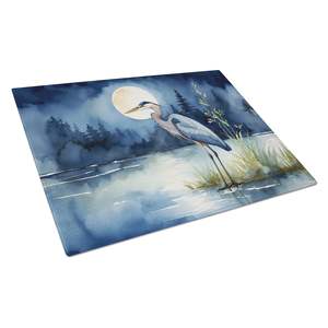 Blue Heron Moonlight Grande planche à découper décorative en verre trempé Planche de service de cuisine pour hacher les plats Assiettes Taille - Product Image 1