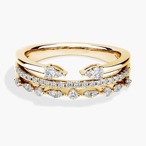 Open <b>Stacked</b> Diamond <b>Ring</b> in White Gold - Product Image 3