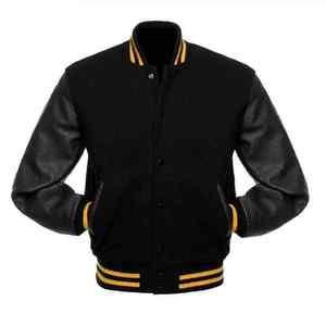 Manufacturer Custom High Quality Winter Leather Sleeve Baseball <b>Jackets</b> for Men <b>Thin</b> Stand Collar Embroidery Long Patchwork - Product Image 6