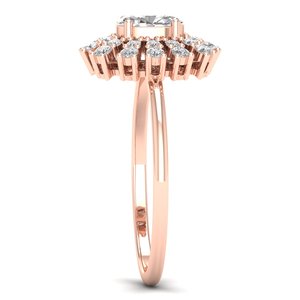 Anillo de compromiso y promesa REYES de oro macizo de 14K con moissanita certificada GRA, diseño floral, precio mayorista para mujer - Product Image 3