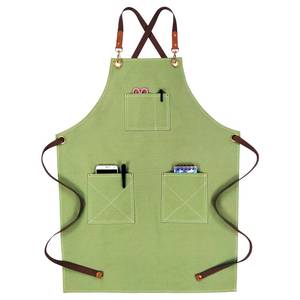 Stylish Bar Worker Canvas Uniform Vest Adjustable Genuine Leather <b>Strap</b> Apron with Pockets For <b>Elite</b> Mixologist Lounge Bar - Product Image 1