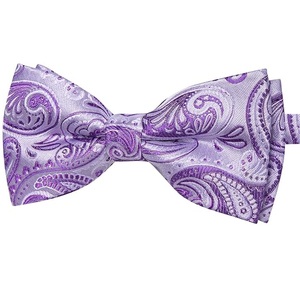 Nœud Papillon en Soie Motif Paisley Violet Pré-noué, Accessoire Formel Durable Style Jacquard, Matière Respirante en Polyester - Product Image 1