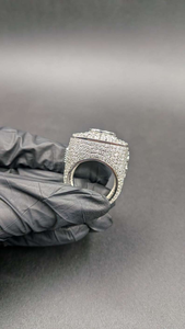 Luxury Moissanite Letter G <b>Ring</b> Iced Out <b>Initial</b> <b>Ring</b> Square Statement <b>Ring</b> Silver Tone Hip Hop Style Jewelry Gift - Product Image 5