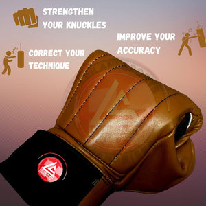 Mitaines de boxe professionnelles en cuir, très vendues, avec logo personnalisé, évacuation de l'humidité, sangle auto-agrippante, unisexe - Product Image 3