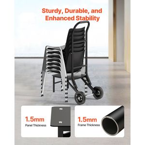 Carrello Pieghevole Multiuso in Metallo per Sedie, Capacità 150 LBS, per 10 Sedie, Carrello Impilabile per Stoccaggio - Product Image 3