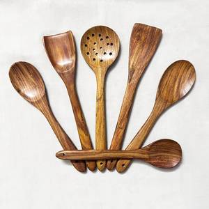 Juego de Cucharas de Madera de Teca Hechas a Mano – Utensilios de Cocina de 6 Piezas - Product Image 6
