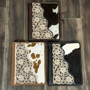 Porte-documents en cuir de vachette fait main avec fermeture éclair, organiseur à anneaux, bloc-notes et organiseur professionnel - Product Image 2
