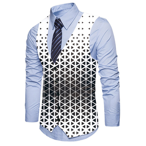 Gilet sans manches en laine/polyester à col en V à carreaux pour homme, formel, hiver, fabricant OEM, fournisseur en gros - Product Image 4