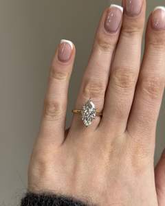 Anillo de Compromiso con Diamante Cultivado en Laboratorio, Corte Marquesa, Oro 14K, Solitario, Certificado IGI, para Mujer, Joyería de Lujo para Boda - Product Image 3