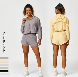 Casual Golf Running Outfits Hooded Athletic Clothes for Women, Windproof Sports Hoodie with Full Zipper - Product Image 1