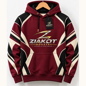 Wholesale Direct Ziakot Industry Custom Stitched <b>Burgundy</b> Black Football Pullover Sweatshirt <b>Hoodie</b> - Product Image 1