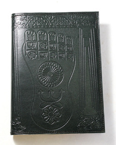 Handcrafted <b>Leather</b> Journal with Buddha's Symbolic Foot Embossed Cover Bound <b>Notebooks</b> - Product Image 1