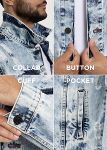 Chaqueta Vaquera Retro Casual Personalizable para Hombre, Estilo Americano, Moda Urbana, Cuello Alto para Invierno - Product Image 2