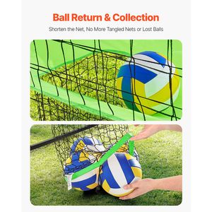 Système de filet de volley-ball portable 8x11 pieds, réglable en hauteur, avec fonction de retour de balle, équipement d'entraînement facile - Product Image 3