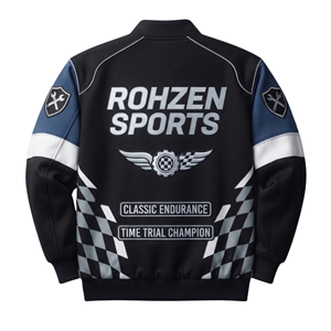 Custom <b>Men's</b> Motorsport Varsity <b>Jacket</b> Racing <b>Bomber</b> <b>Jacket</b> Snap Button Embroidered Patch Team Streetwear Windproof OEM ODM - Product Image 2