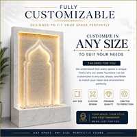 Fontaine murale en marbre traditionnelle islamique pour le Ramadan, arche de mosquée, fontaine à eau LED, décoration durable pour salle de prière musulmane, style arabe