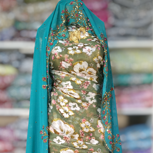 Nueva llegada de las mujeres de terciopelo nupcial somalí Maqbal Dirac vestido lujoso diseño de sarga de Jacquard respetuoso con el medio ambiente trabajo hecho a mano para la boda - Product Image 5