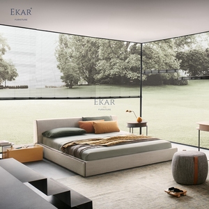 <span class=keywords><strong>Letto</strong></span> Moderno Minimalista <span class=keywords><strong>con</strong></span> Testiera Bassa, Elegante Struttura Imbottita per Camera da <span class=keywords><strong>Letto</strong></span>, Hotel o Appartamento - Product Image 2