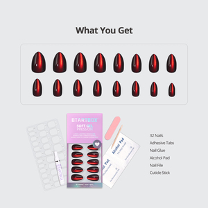 BTARTBOX Faux Ongles de Luxe de Haute Qualité en Gros, Kit d'Ongles Artificiels à Presser Effet Œil de Chat Gothique pour Halloween avec Colle - Product Image 4
