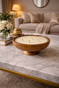 Premium Wooden Glass Base <b>Candle</b> Bowl For Home <b>Wedding</b> Event <b>Gift</b> Custom Paw Dough Bowl <b>Candle</b> For Tableware & Restaurant Cafes - Product Image 3