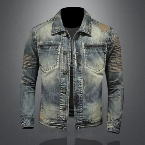New Stylish Men Full Sleeve Washed Jeans Button Up Vintage Street Wear Slim Fit Custom <b>Top</b> Quality Luxury Denim Jacket For Men - Product Image 3