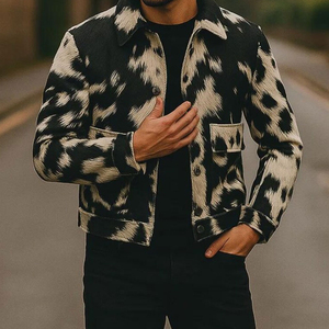 <b>Top</b> Trending Vintage Style <b>Cow</b> Skin Leather Jacket for Men Stand Collar Custom Logo Embroidery High Street Waterproof Windproof - Product Image 3