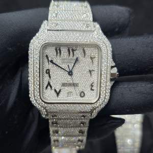 Montre de luxe personnalisable avec chiffres arabes ETA, cadran analogique, date automatique, boîtier carré, diamants Moissanite, style Hip Hop, de marque - Product Image 1