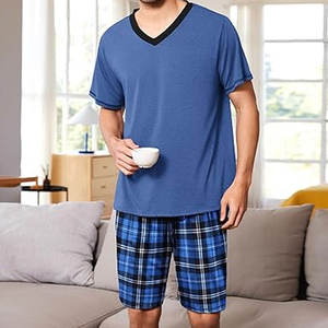 Ensembles de pyjama pour hommes, shorts, ensembles de pyjama à manches courtes, vêtements de détente légers avec poches, vêtements de nuit doux et respirants pour l'été - Product Image 5