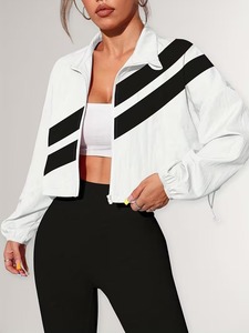 Female Windproof Running Jogger Set | Stand Collar Crop <b>Top</b> <b>Coat</b> & Flexible Elastic Sweatpants Training Uniform Pieces - Product Image 4