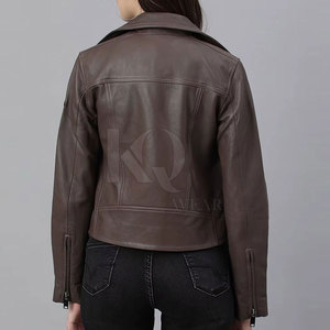 Trendy Winter Solid Knitted Leather Jacket for Women Biker Style <b>Zipper</b> Closure Reversible <b>Waterproof</b> Comfortable Slim Fit - Product Image 4