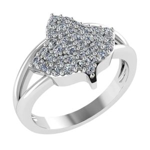 Silver White <b>Crystal</b> Leaf <b>Ring</b> Women Elegant Fashion Jewelry Sterling Silver <b>Ring</b> Stylish Statement Accessory Gift Daily Wear - Product Image 1