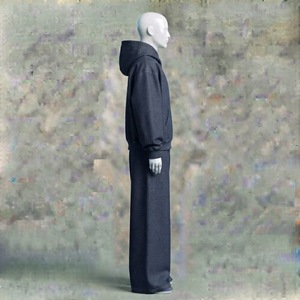 Ensemble de survêtement bleu marine avec sweat à capuche zippé et pantalon de jogging large, tenue streetwear deux pièces assortie avec détails latéraux - Product Image 6