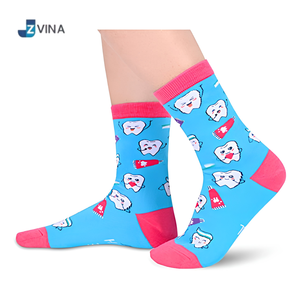 JZVINA <b>Women</b> Ankle <b>Socks</b> Cotton Blend Breathable Digital Print Cartoon Tooth Pattern Novelty Daily Wear Autumn Style - Product Image 2