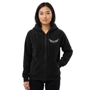 Unisex Black Fleece Hooded Zip-Up Sweatshirt Regular Fit Casual Winter Wear 100% Polyester Sherpa Soft Full Zip Hoodie - Product Image 3