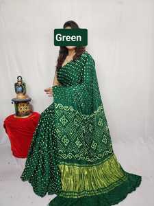 Sari Royal Bandhani Tie-Dye – Prenda Étnica Tradicional India - Product Image 2