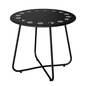 Table d'appoint extérieure en acier résistant aux intempéries avec découpes florales pour patio, jardin, balcon - Product Image 1