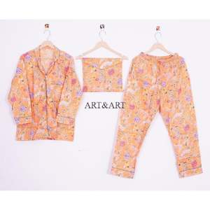 ชุดนอนผ้าฝ้ายแท้สำหรับผู้หญิง ลายพิมพ์ออร์แกนิค ชุดนอนหรูหรา คุณภาพสูง ชุดนอนสั่งทำพิเศษสำหรับผู้หญิง - Product Image 6