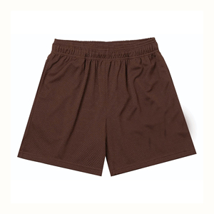 Shorts en maille marron uni pour homme, taille élastique, respirants, décontractés, pour le sport - Product Image 1