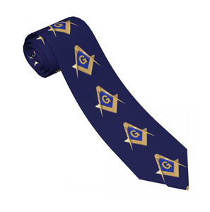 Corbata Masónica de la Logia Azul para Maestro Masón, Azul Oscuro, con Diseño de Cuadrado y Compás, Corbata Formal Masónica - Product Image 2