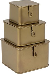 Set Of 3 Piece Square <b>Decorative</b> Metal <b>Boxes</b> with Lid, Gold Finish and Velvet Lining Galvanized Metal <b>Storage</b> <b>Boxes</b> - Product Image 4