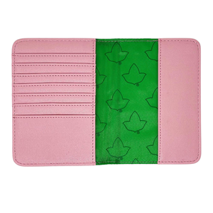 AKA Passport <b>Holder</b> Pink & Green Faux Leather Travel Passport <b>Wallet</b> with Card Slots and Embossed Crest AKA Access - Product Image 3