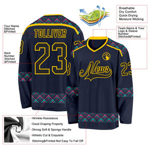 Maillot de hockey sur glace pour homme Tempe, manches longues, nom et numéro personnalisés, polyester respirant, col en V, coupe athlétique, vêtements pour adultes - Product Image 5