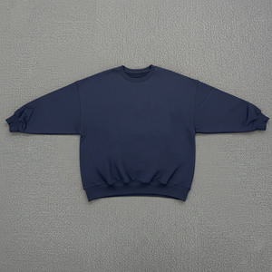 Sweat-shirts surdimensionnés pour hommes en coton mélangé, col rond, blocs de couleur, broderie personnalisable, poids lourd - Product Image 1