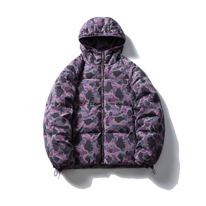 Custom Camo Printed Men's Winter Outdoor <b>Waterproof</b> Zipper Closure <b>Coat</b> Down Jacket Warm Thick <b>Padded</b> Bubble Puffer - Product Image 6