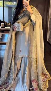 Conjunto de Salwar Kameez de seda bordada para mujer con dupatta, estilo tradicional étnico hasta el suelo para bodas, estilo India Pakistán - Product Image 2
